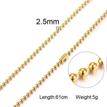 Load image into Gallery viewer, 2.5mm Bead Chain Choker Steel Male gold,silver,rose
