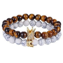 Load image into Gallery viewer, White Howlite &amp; Tiger Eye Bead Bracelet