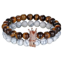 Load image into Gallery viewer, White Howlite &amp; Tiger Eye Bead Bracelet