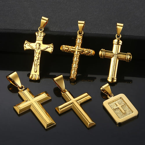 Cross Pendant For Men Women Crucifix Jesus Gold