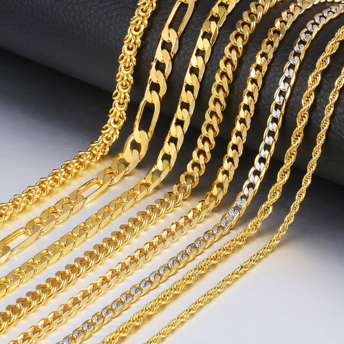 Gold Necklace Rope Chain Necklace Men women