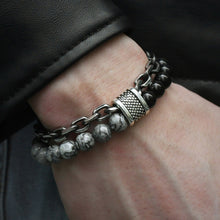 Load image into Gallery viewer, Natural Map Stone Men's Bracelet