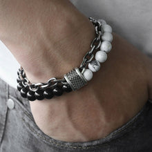 Load image into Gallery viewer, Natural Map Stone Men's Bracelet