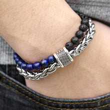 Load image into Gallery viewer, Natural Map Stone Men&#39;s Bracelet