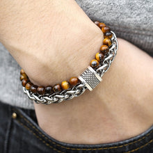 Load image into Gallery viewer, Natural Map Stone Men's Bracelet