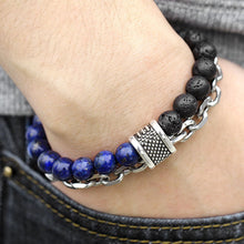 Load image into Gallery viewer, Natural Map Stone Men's Bracelet