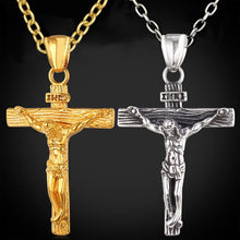 Load image into Gallery viewer, Silver Gold Cross Jesus Piece Necklace Women Men