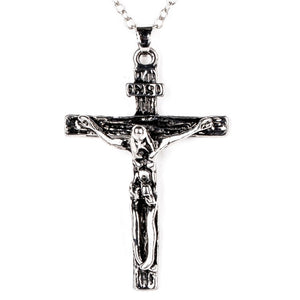 Silver Gold Cross Jesus Piece Necklace Women Men